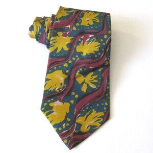 Paul Smith Accessories Mens Silk Tie Floral Swirl Ribbon Pattern Made In England